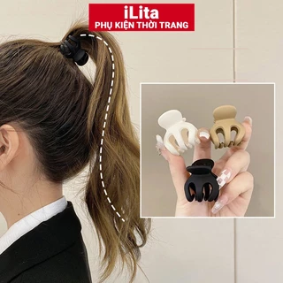 Kẹp tóc càng cua trong suốt 3 5 6 răng Hàn Quốc nữ đẹp hottrend 2023 iLita - Cặp búi cào tóc dễ thương màu đen