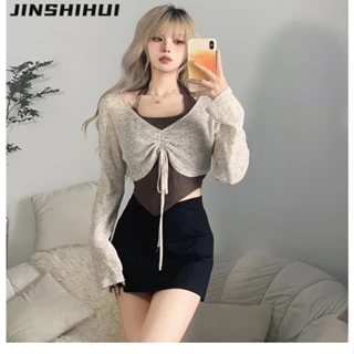 JINSHIHUI áo phông áo thun nữ croptop baby tee Korean hàn quốc Casual Phong cách WTX23A0PV8 45Z231109