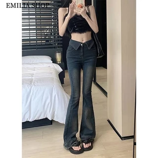 chất lượng cao EMILIA SHOP quần ống rộng quần nữ jean INS Cute Fashion Hàn Phong WNK23B0LCA 46Z231115