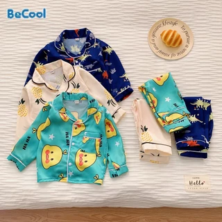 Đồ Ngủ Cho Bé Hình In Ngộ Nghĩnh, Bộ Pijama Dài Tay Chất Lụa Nhiều Màu Cao Cấp Cho Bé Từ 10-27kg