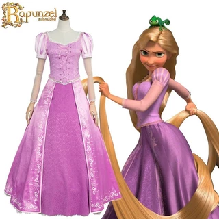 Đầm Hóa Trang Công Chúa Rapunzel Bằng Lụa Màu Hồng Xinh Xắn Cho Người Lớn