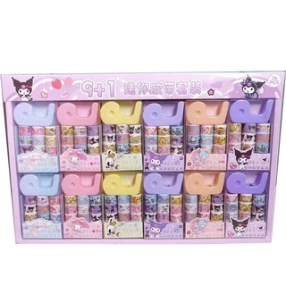 SANRIO Set 9 Băng Dính washi Nhật Bản Trang Trí Sổ Lưu Niệm Hoa Giấy washi Quà Tặng mymelody kuromi cinnamoroll purin Pomcco