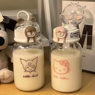 Mới Bình Nước Nhựa Chịu Nhiệt Độ Cao In Họa Tiết Hoạt Hình sanrio kuromi Dễ Thương Kèm Ống Hút Tiện Dụng Cho Bé