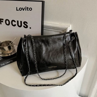 Túi đeo vai Lovito nhỏ gọn phối dây chuỗi màu trơn phong cách thường ngày cho nữ LFA13760