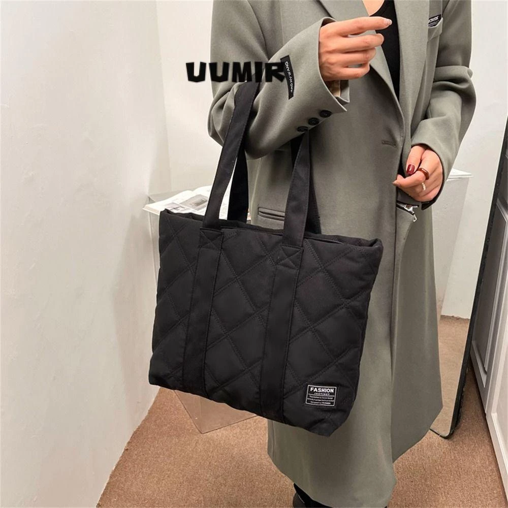 UUMIR Túi Tote Cotton Nylon Nhồi Bông Màu Trơn Sức Chứa Lớn Thời Trang Mùa Đông