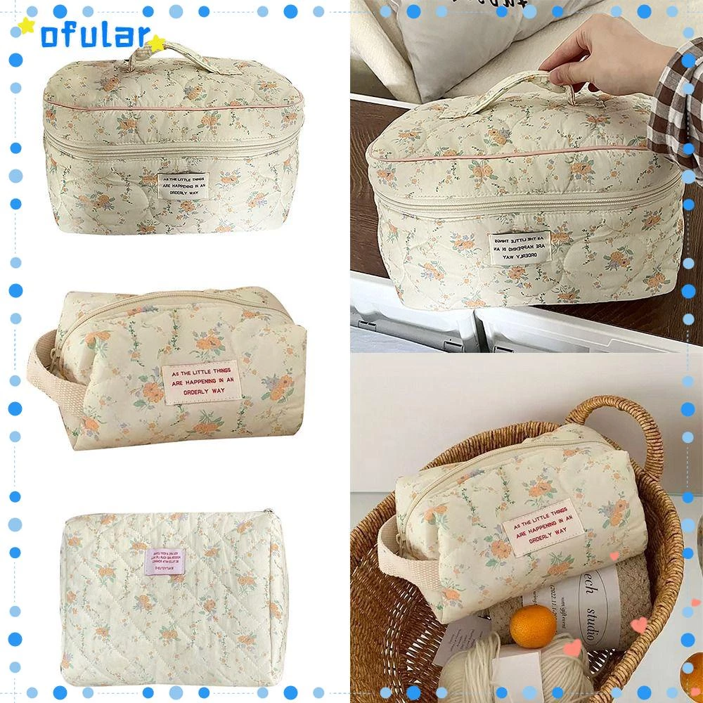 Oflar Túi Đựng Mỹ Phẩm Bằng cotton Sức Chứa Lớn Họa Tiết Hoa Đa Năng Tiện Dụng Cho Du Lịch