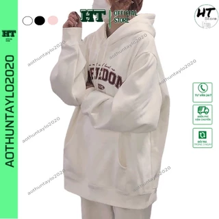 Áo hoodie form rộng nữ dày dặn FREEDOM nỉ có mũ dây kéo dày ấm thu đông form rộng tay bồng màu đen,trắng