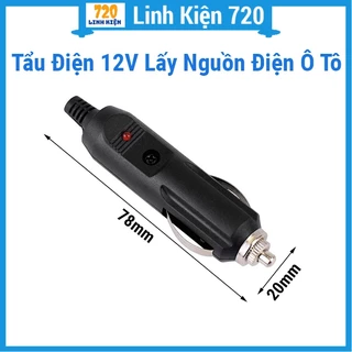 Tẩu điện 12V đuôi đực lấy nguồn điện ô tô có đèn báo