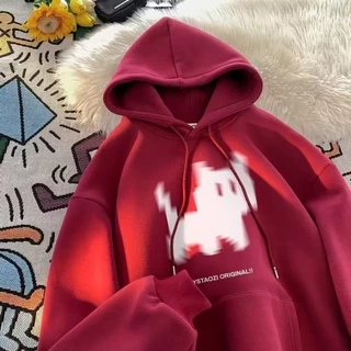 [Size M-8XL] Áo Hoodie nam dài tay Áo len chui đầu hoạt hình thời trang in hình chó con có mũ trùm đầu mùa thu đông Áo nỉ ngoại cỡ cho Unisex