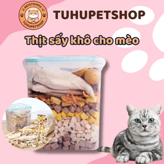 Thịt sấy khô, Topping Tổng Hợp cho chó mèo PETSNACK, Hỗ trợ chế độ ăn uống tăng cân cho boss hũ 500G