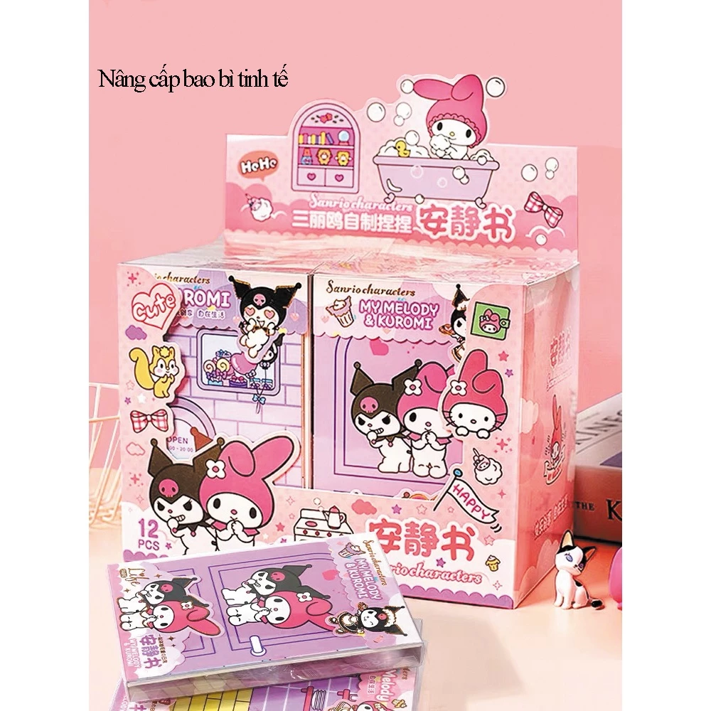 Đồ chơi cuốn sách yên tĩnh Sanrio Kuromi dành cho trẻ em bé trai bé gái, đồ chơi thủ công tự làm bằng tay không cần cắt