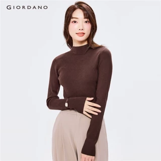 Áo sweater GIORDANO 13351811 mỏng cổ cao màu trơn hợp thời trang cho nữ