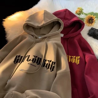 K Tazi Áo Hoodie Dáng Rộng In Chữ Phong Cách Đường Phố Âu Mỹ Cá Tính