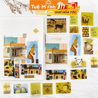 Bộ 70 Sticker ảnh dán Postcard retro STI02 nhiều màu trang trí sổ Bullet journal VPPTUEMINH, album