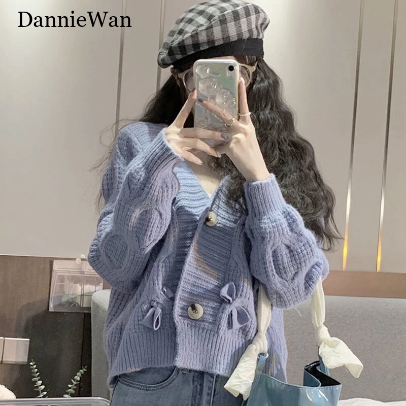 DannieWan Áo Len áo khoác cardigan áo cardigan len Thời trang hàn quốc WMY2390NW3 37Z230911