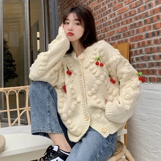 Áo Khoác cardigan Dệt Kim Tay Dài Dáng Rộng Thời Trang Thu Đông Dành Cho Nữ