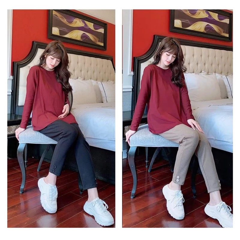Quần Bầu baggy Công Sở _khuy chân _chất dạ tăm hàn dày dặn