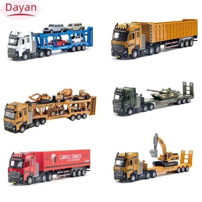 2024! Diecast Kỹ Thuật Xây Dựng Xe Vận Chuyển Đồ Chơi Xe Tải Tỉ Lệ 1: 50 Hợp Kim Xe Tải Mô Hình Đồ Trang Trí Có Âm Thanh