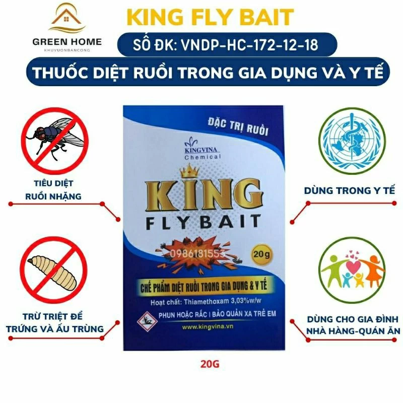 Thuốc Diệt Ruồi KING FLY BAIT, Tiêu Diệt Các Loại Ruồi Hiệu Quả