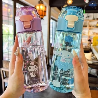 SANRIO Bình Nước Nhựa Dung Tích Lớn 550ml In Họa Tiết Hoạt Hình kuromi my melody cinnamoroll