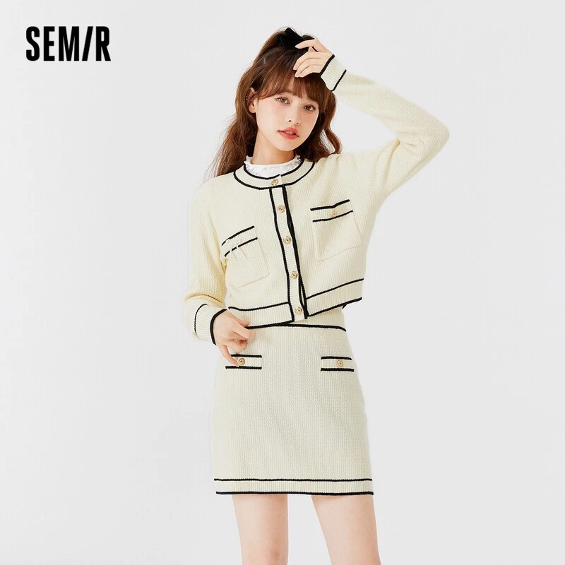 Semir Áo cardigan Dệt Kim Cổ Chữ v Phối Ren Hoa Thời Trang Xuân Thu 2022 Mới Cho Nữ