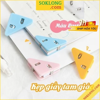 Kẹp giấy tam giác bằng nhựa màu Pastel K47 kẹp tài liệu SOKLONG, đánh dấu cố định trang sách hữu ích