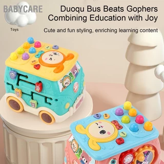 Babycare Có hàng sẵn Bus Beat A Mole Toy Giáo dục Âm thanh Ánh sáng Hoạt động học tập âm nhạc tương tác Cube Đồ chơi xe buýt cho trẻ mới biết đi