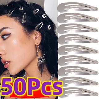 10-50 Chiếc Người Phụ Nữ Tối Giản Hình Giọt Y2K Kim Loại Kẹp Tóc BB Snap Kẹp Tóc DIY Handmade Barrettes Đế Phụ Kiện Tóc