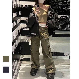 alaxender wang High waist overalls 2023 spring and summer new multi-pocket design casual versatile neutral style trousers