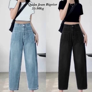 Thời Trang Én Nhỏ Có Bigsize  Quần Jean Bigsize Nữ Lưng Cao Baggy Kiểu Mới Sang Trọng Cao Cấp Xinh Đẹp Dễ Thương 55-95kg