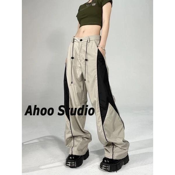 Ahoo quần ống rộng Quần Túi Hộp Thoải mái Fashion Thông thường comfortable WGK23C023M 49Z231204