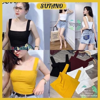 Áo 2 dây bản to croptop, áo hai dây chất bozip co giãn hàng đẹp không đệm A616 SUTANO