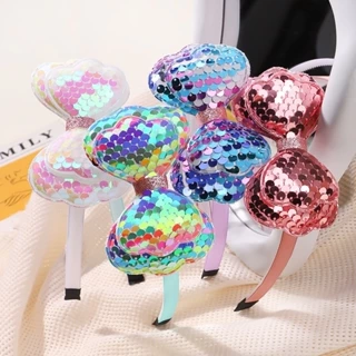 1 Chiếc Trẻ Em Hoạt Hình Thời Trang Sequin Vương Miện Băng Đô Bé Gái Lấp Lánh Nơ Tai Vòng Phụ Kiện Tóc Bán Buôn