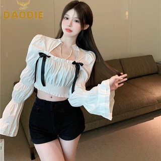 DAODIE Áo Sơ Mi áo sơ mi nữ áo kiểu hàn quốc Phong cách Tinh tế dramatic Định hình xu hướng WCS24101I8 2Z240110