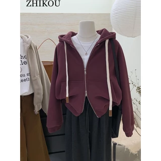 ZHIKOU Áo Khoác hoodie áo khoác nữ zip hoodie comfortable Thời trang High-quality cozy WWY23C0EYD 51Z231219