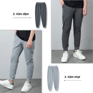 Quần jogger nỉ thể thao Unisex Nam Nữ mẫu thu đông vải trơn 2 màu