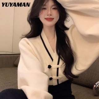 YUYAMAN Áo Len áo khoác cardigan thời trang INS Korean Stylish WMY23C094J 50Z231213