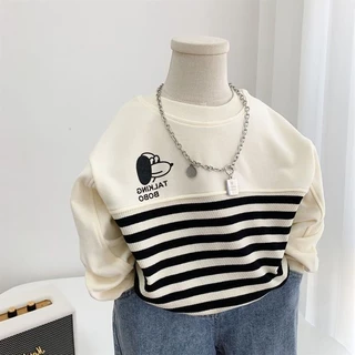 Áo Sweater Cổ Tròn In Họa Tiết Hoạt Hình Phong Cách Hàn Quốc Thời Trang Xuân Thu Cho Bé Trai