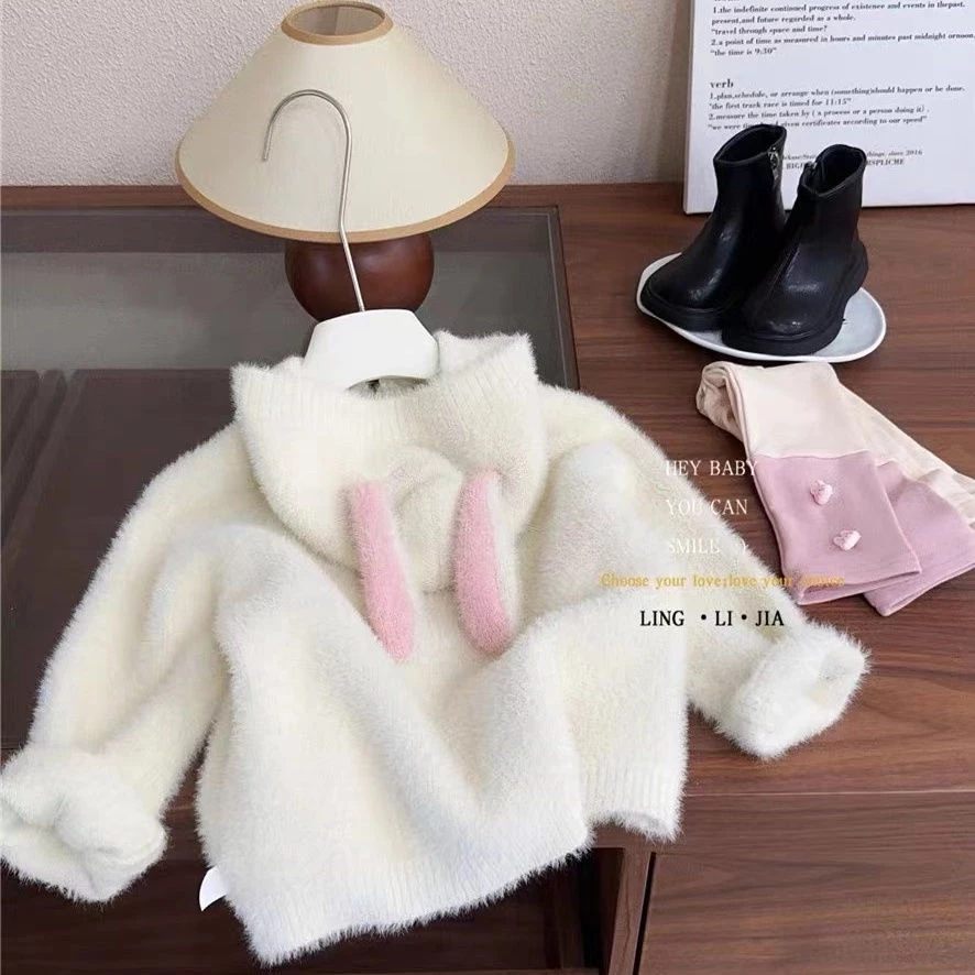 Áo Sweater Có Mũ Trùm Vải Lông Cừu In Họa Tiết Hoạt Hình Thời Trang Xuân Thu 2023 Cho Bé Gái