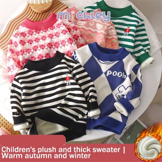 Michley Áo Sweater Nhung Dày Dặn Phong Cách Hàn Quốc Thời Trang Thu Đông Cho Bé Trai Và Gái