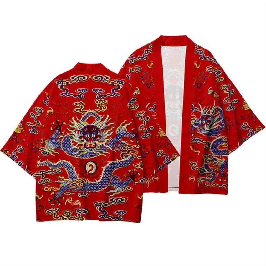 Mới Áo Khoác cardigan In Hình Rồng Đỏ Truyền Thống Nhật Bản haori Thiết Kế Thời Trang Cho Nữ Mặc Khi Đi Biển yukata