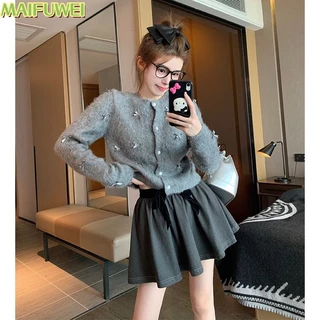 MAIFUWEI Áo Len áo khoác cardigan Cổ điển hàn quốc Stylish thời trang WMY23C0DVW 50Z231216