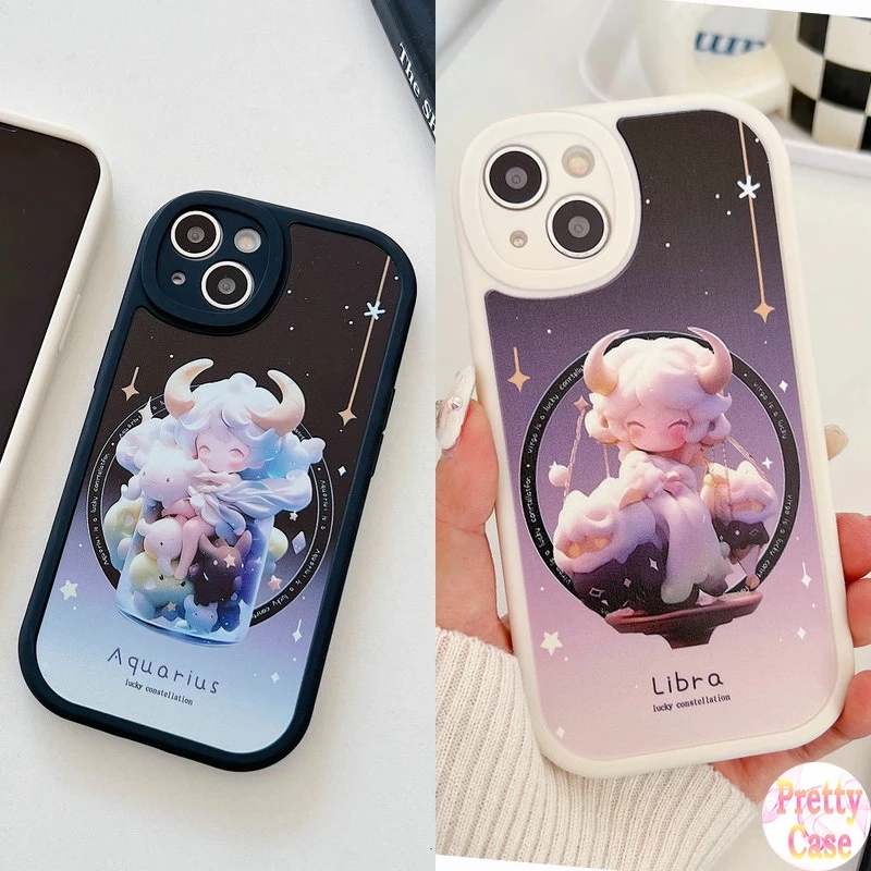 Ốp điện thoại mềm hình bầu dục Big Eye Motif Libra và Aquarius cho Samsung Galaxy A05 A04 A03 A15 A14 A13 A50 A51 A52 A53 A54 A22 A23 A24 A70 A71 A72 A73 A30 A31 A32 A33 A34