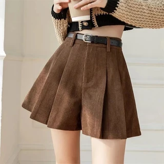 Quần Short Giả Váy Chữ A Lưng Cao Phong Cách Retro Thời Trang Xuân Thu Mới