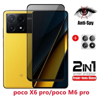 Phim Chống RIÊNG TƯ Toàn Diện 2in1 Cho xiaomi poco F6 F6pro x6 pro M6 pro X6pro 5G 2024 Kính Cường Lực Chống Gián Điệp Ống Kính Lớp Phim Bảo Vệ Toàn Màn Hình Full Cover Ống Kính Máy Ảnh