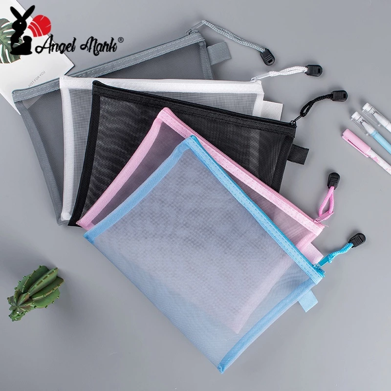 1 Túi Lưới Một Lớp Trong Suốt Đựng Tài Liệu Khổ a4 a5 a6 Có Khóa Kéo Tiện Dụng Cho Học Sinh / Văn Phòng
