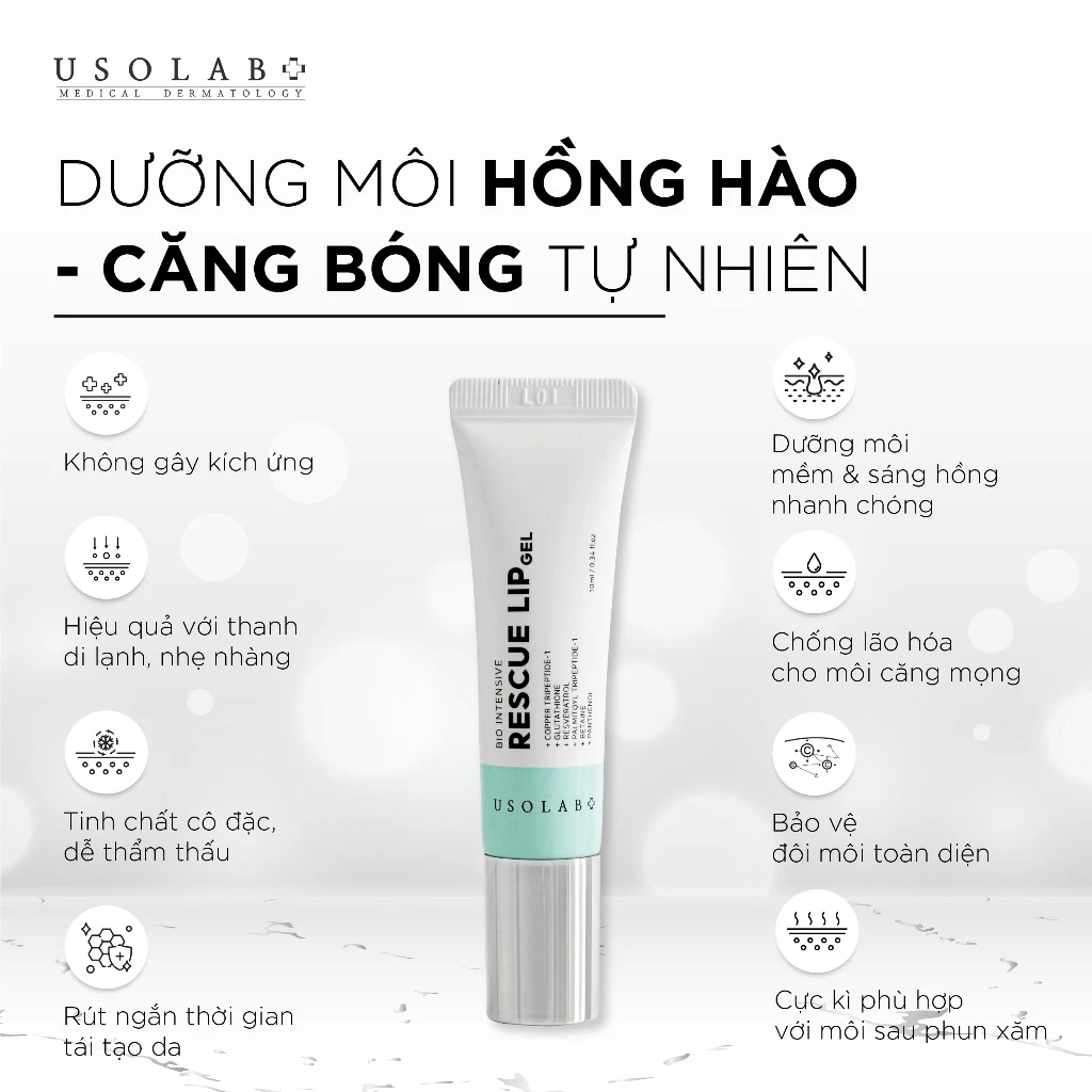 Tinh chất dưỡng môi Usolab Rescue Lip Gel 10ml