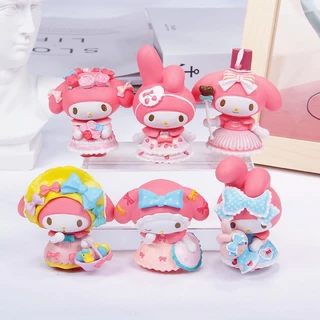 SANRIO Set 6 Mô Hình Búp Bê Hoạt Hình my melody Dễ Thương Trang Trí Bàn Tiệc Trà