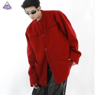 Vunc Áo Khoác cardigan Dáng Rộng Màu Trơn Đơn Giản Dễ Phối Đồ Phong Cách Đường Phố Mỹ Cho Nam