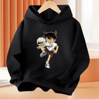 HOT Áo hoodie Tay Dài Dáng Rộng In Hình Thám Tử conan Phong Cách Nhật Bản Cho Bé Trai